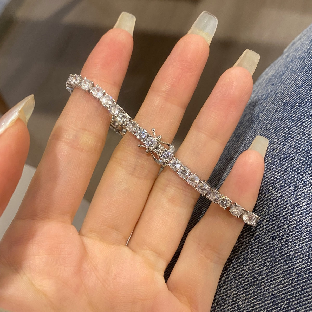 [Charm Aries Jewelry]Luxurious Ornate Round Cut Tennis Bracelet