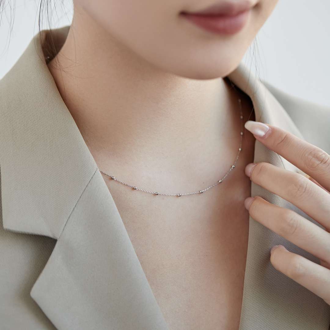 [Charm Aries Jewelry]Small Bead Clavicle Chain Simple Necklace