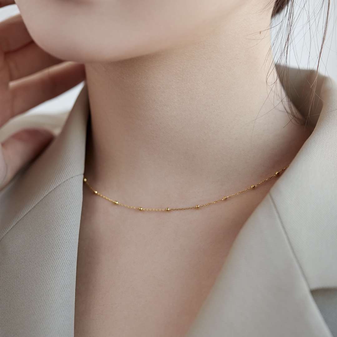 [Charm Aries Jewelry]Small Bead Clavicle Chain Simple Necklace