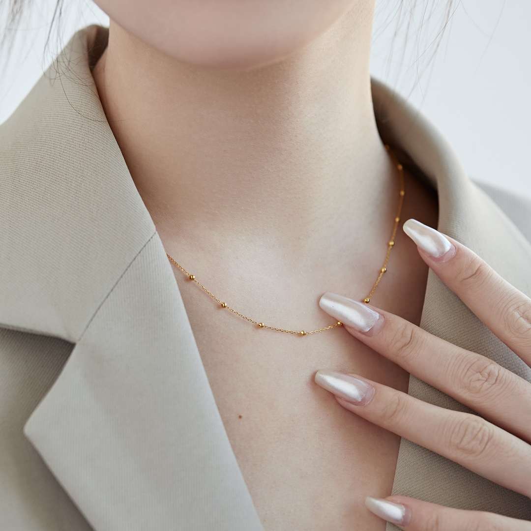 [Charm Aries Jewelry]Small Bead Clavicle Chain Simple Necklace