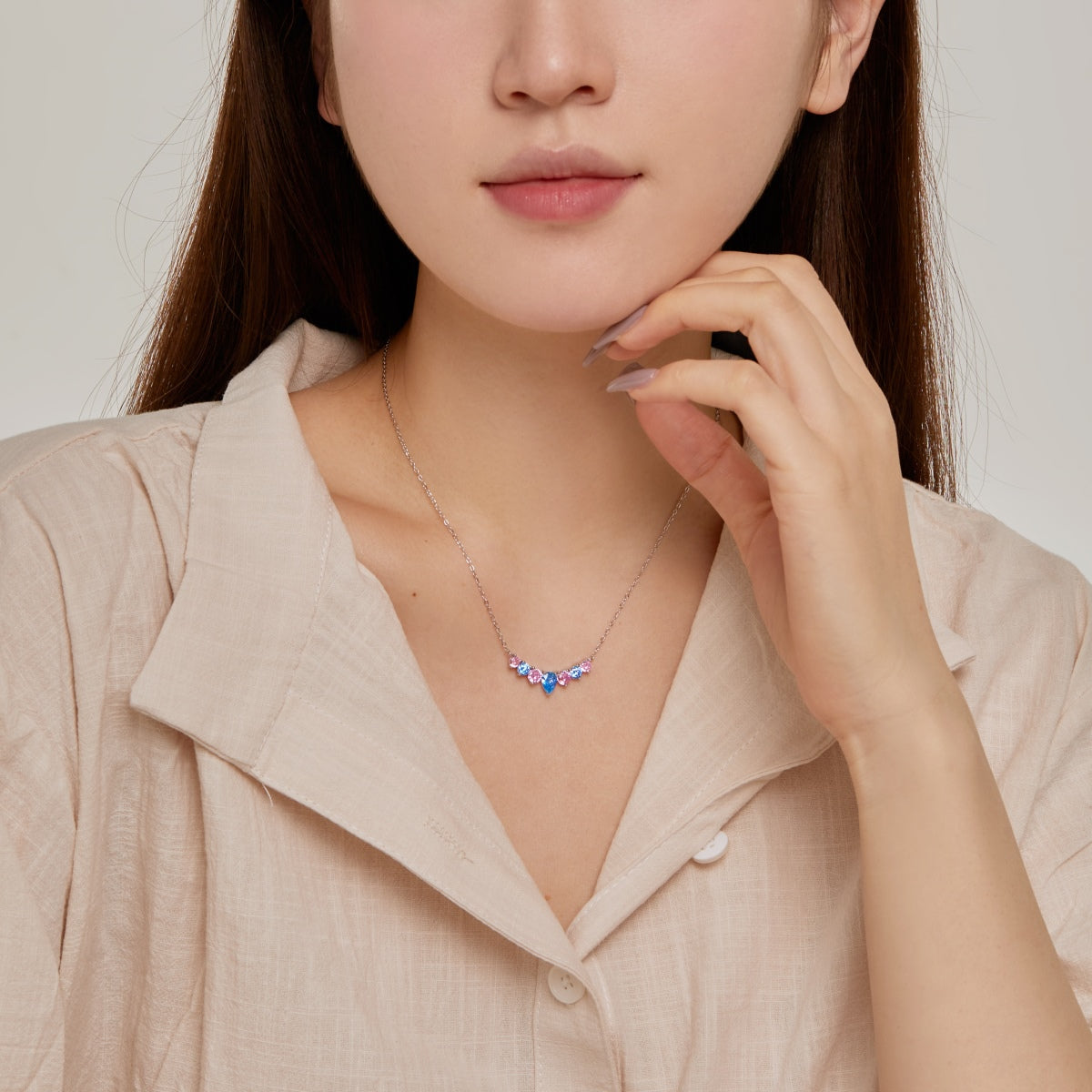 [Charm Aries Jewelry]Dainty Colorful Heart Necklace