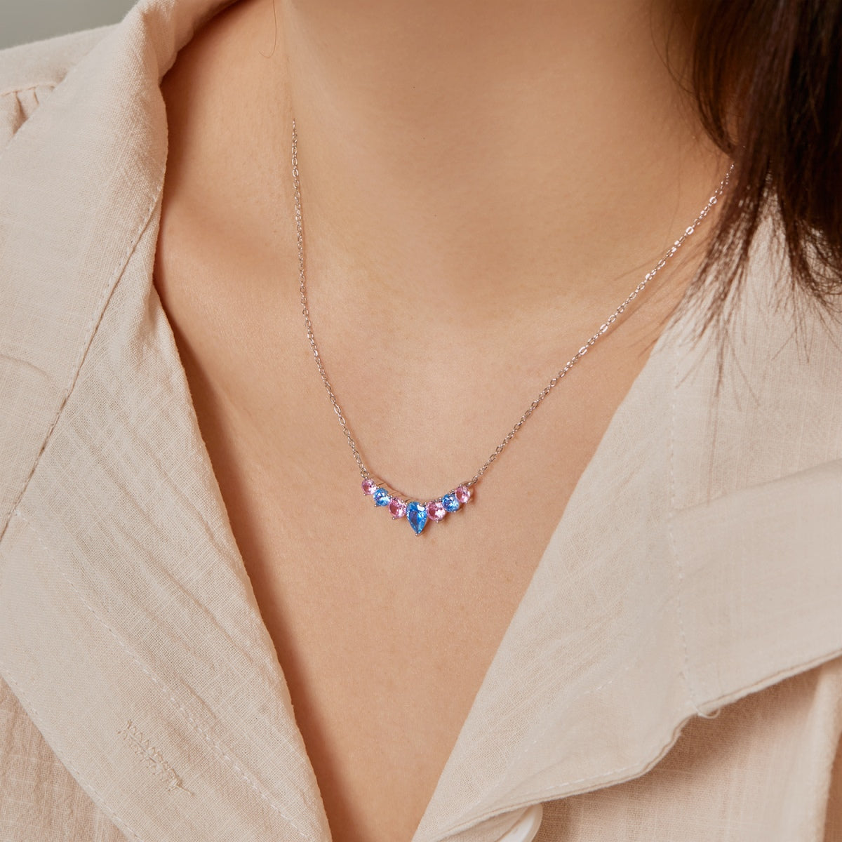 [Charm Aries Jewelry]Dainty Colorful Heart Necklace