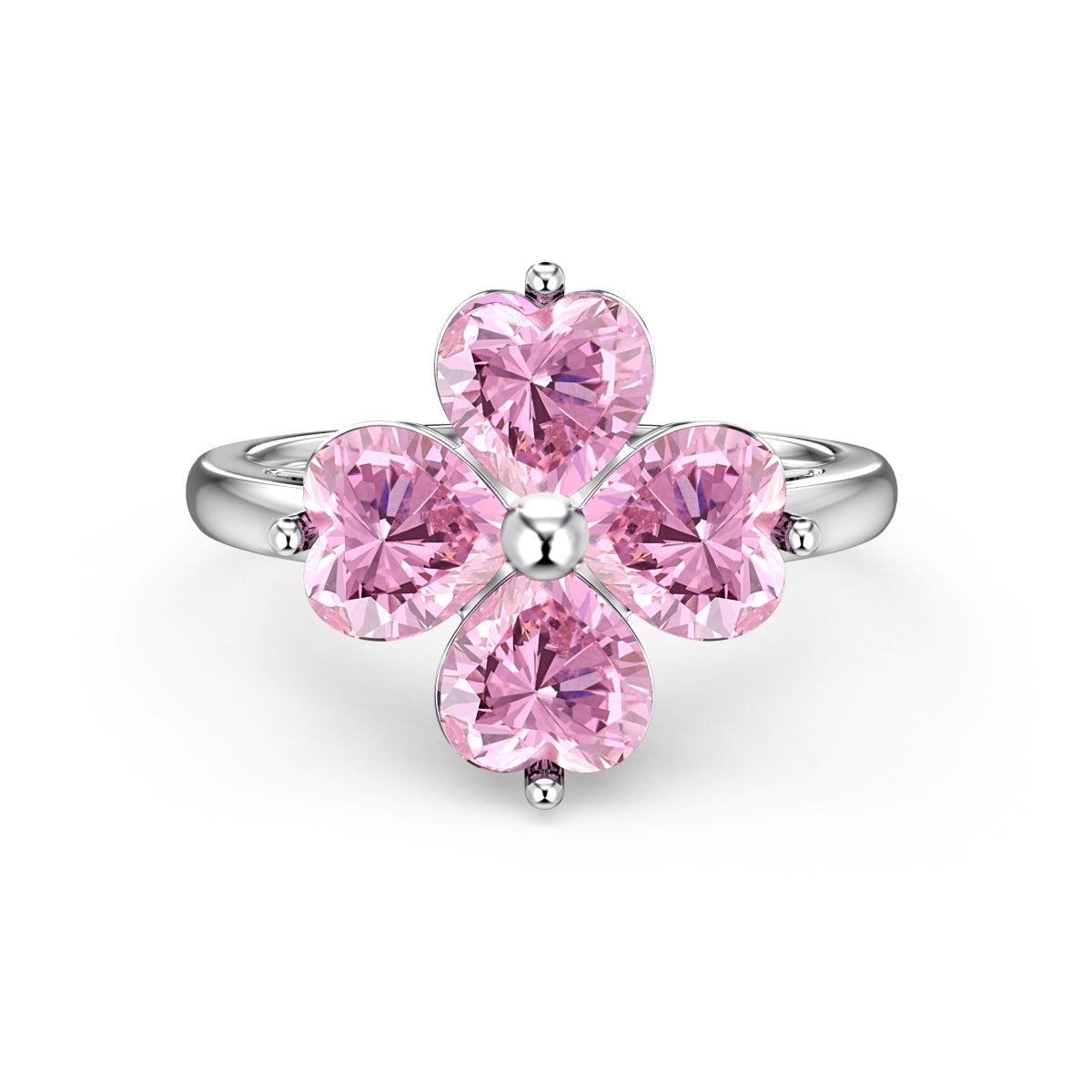 [Charm Aries Jewelry]Heart-shaped Four-Leaf Charm Aries Ball Ring