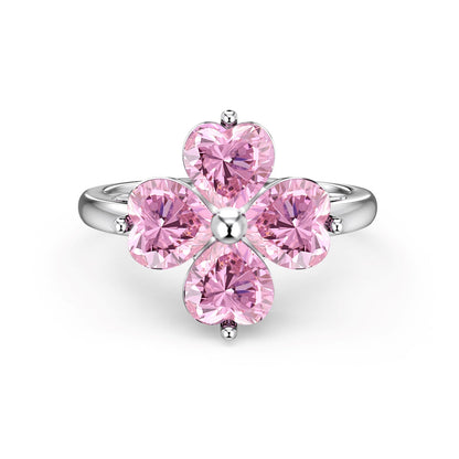 [Charm Aries Jewelry]Heart-shaped Four-Leaf Charm Aries Ball Ring