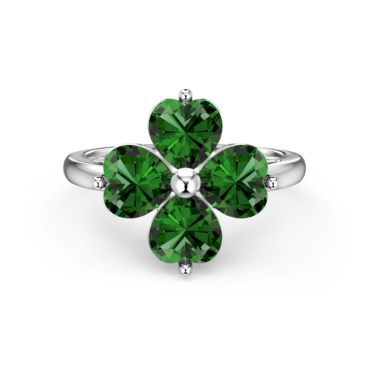 [Charm Aries Jewelry]Heart-shaped Four-Leaf Charm Aries Ball Ring