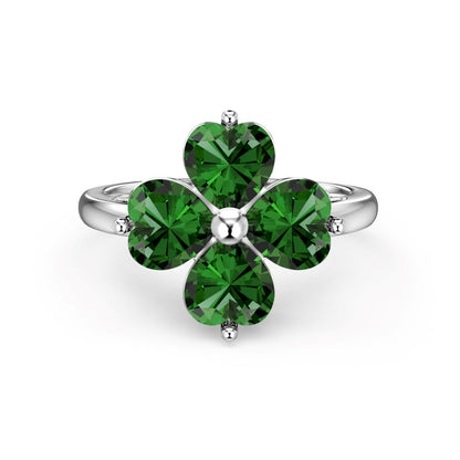 [Charm Aries Jewelry]Heart-shaped Four-Leaf Charm Aries Ball Ring