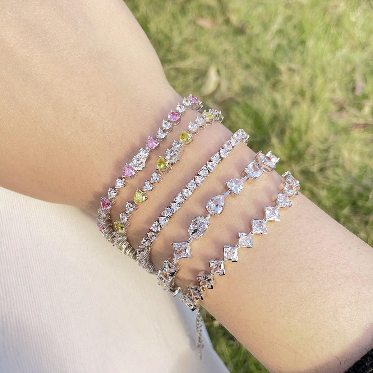 [Charm Aries Jewelry]0.5 Carat Ornate Princess Cut Daily Bracelet