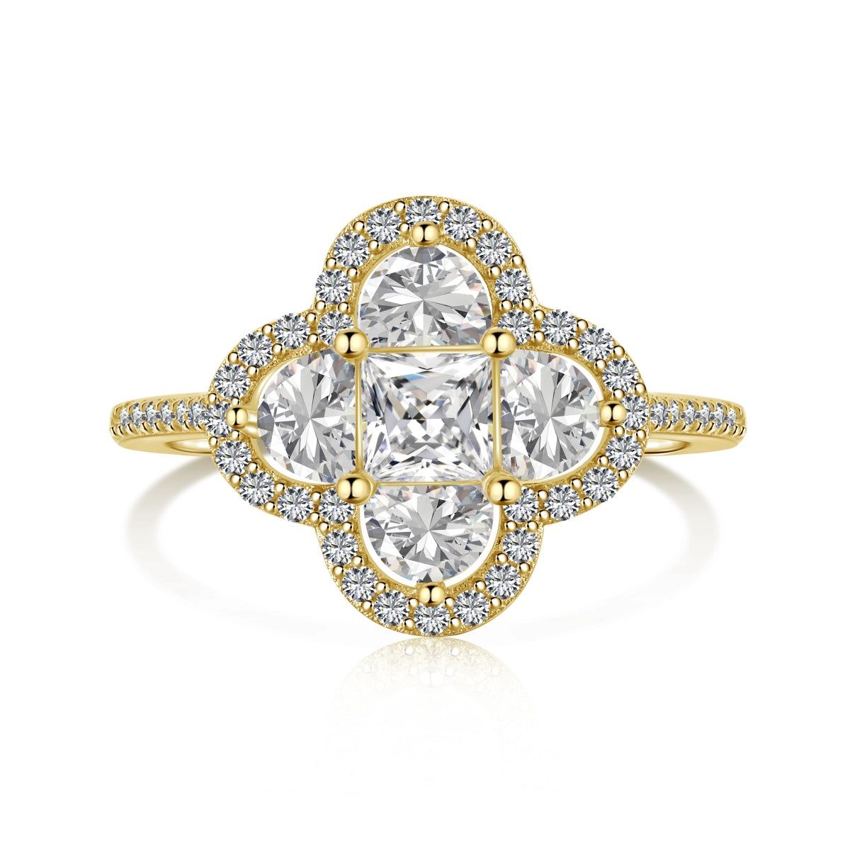 [Charm Aries Jewelry]Luxurious Eternity Flower Shape Banquet Ring