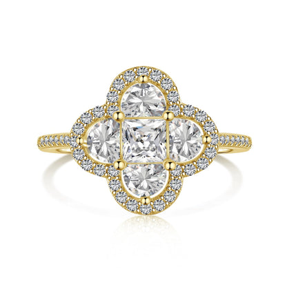 [Charm Aries Jewelry]Luxurious Eternity Flower Shape Banquet Ring