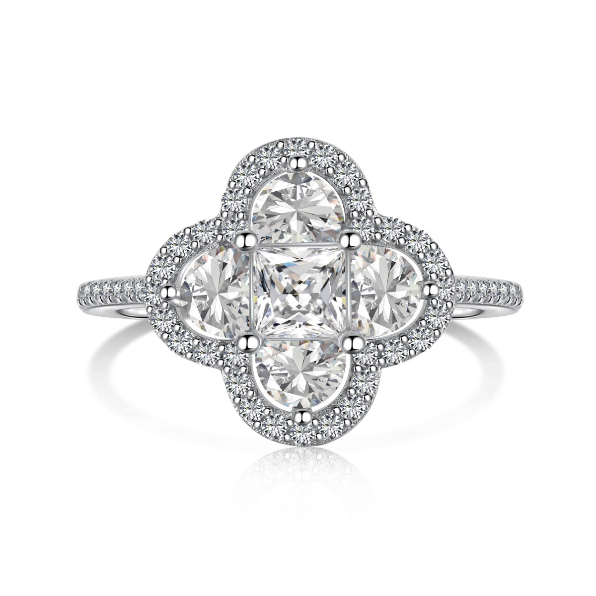 [Charm Aries Jewelry]Luxurious Eternity Flower Shape Banquet Ring