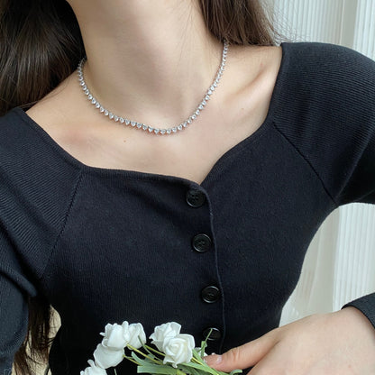 [Charm Aries Jewelry]Ornate Heart Cut Tennis Necklace