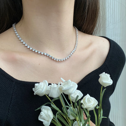 [Charm Aries Jewelry]Ornate Heart Cut Tennis Necklace