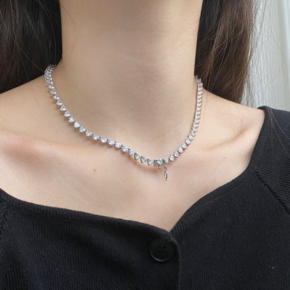 [Charm Aries Jewelry]Ornate Heart Cut Tennis Necklace
