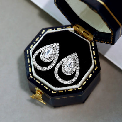 [Charm Aries Jewelry]Sparkling Delicate Water Drop Shape Daily Earrings