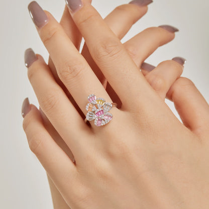 [Charm Aries Jewelry]Sparkling Colorful Water Drop Shape Daily Ring