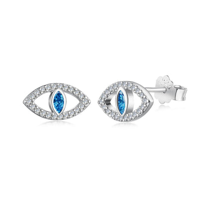 [Charm Aries Jewelry]Blue Devil Eyes Hollow Stud Earrings