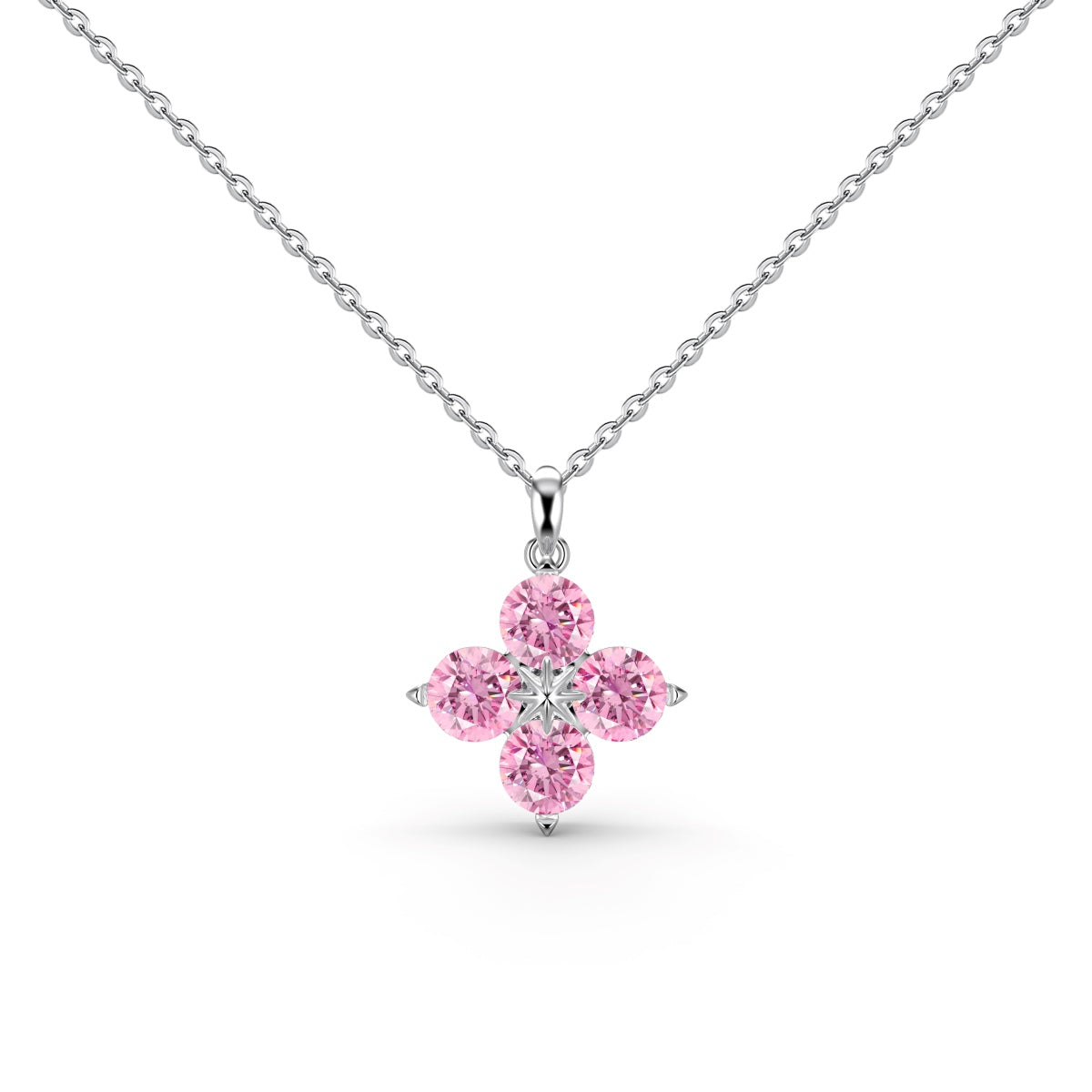 [Charm Aries Jewelry]Four-Leaf Charm Aries And Eight-Pointed Star Necklace