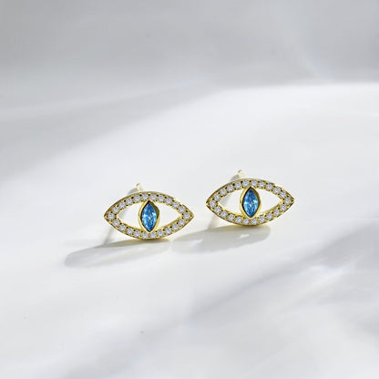 [Charm Aries Jewelry]Blue Devil Eyes Hollow Stud Earrings
