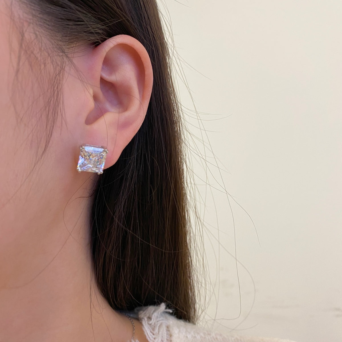 [Charm Aries Jewelry]Delicate Square Shape Earrings