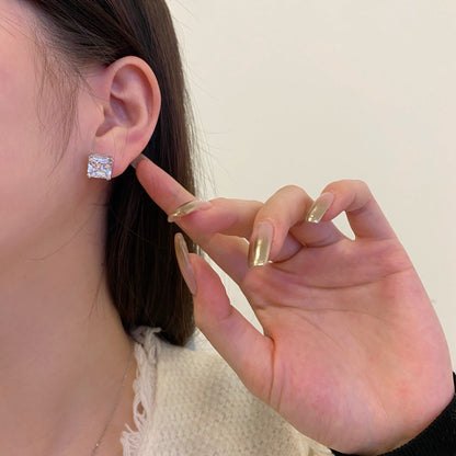 [Charm Aries Jewelry]Delicate Square Shape Earrings