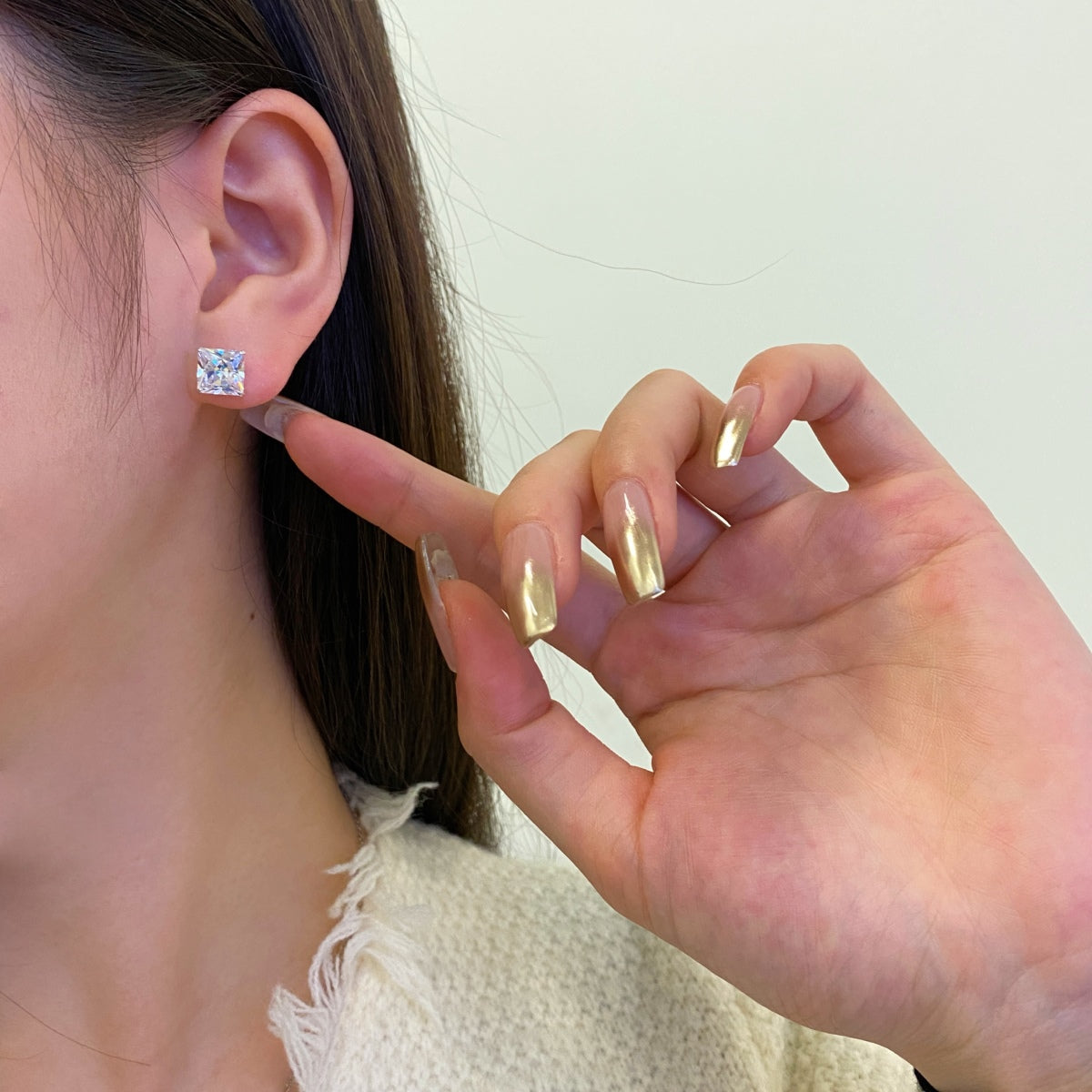 [Charm Aries Jewelry]Ornate Square Shape Earrings