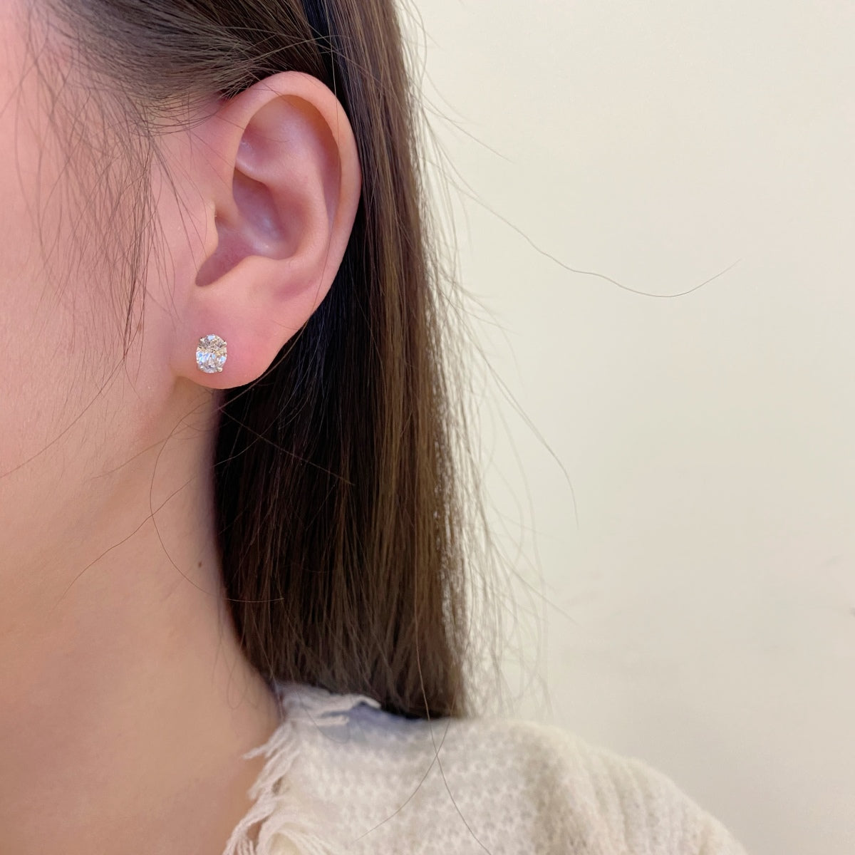 [Charm Aries Jewelry]Oval Classic Dignified Elegant Earrings