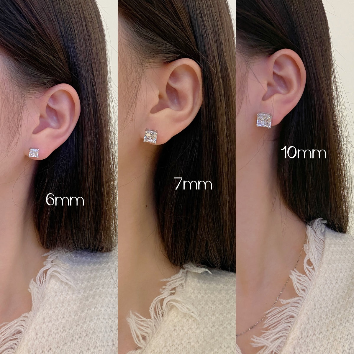 [Charm Aries Jewelry]Delicate Square Shape Earrings
