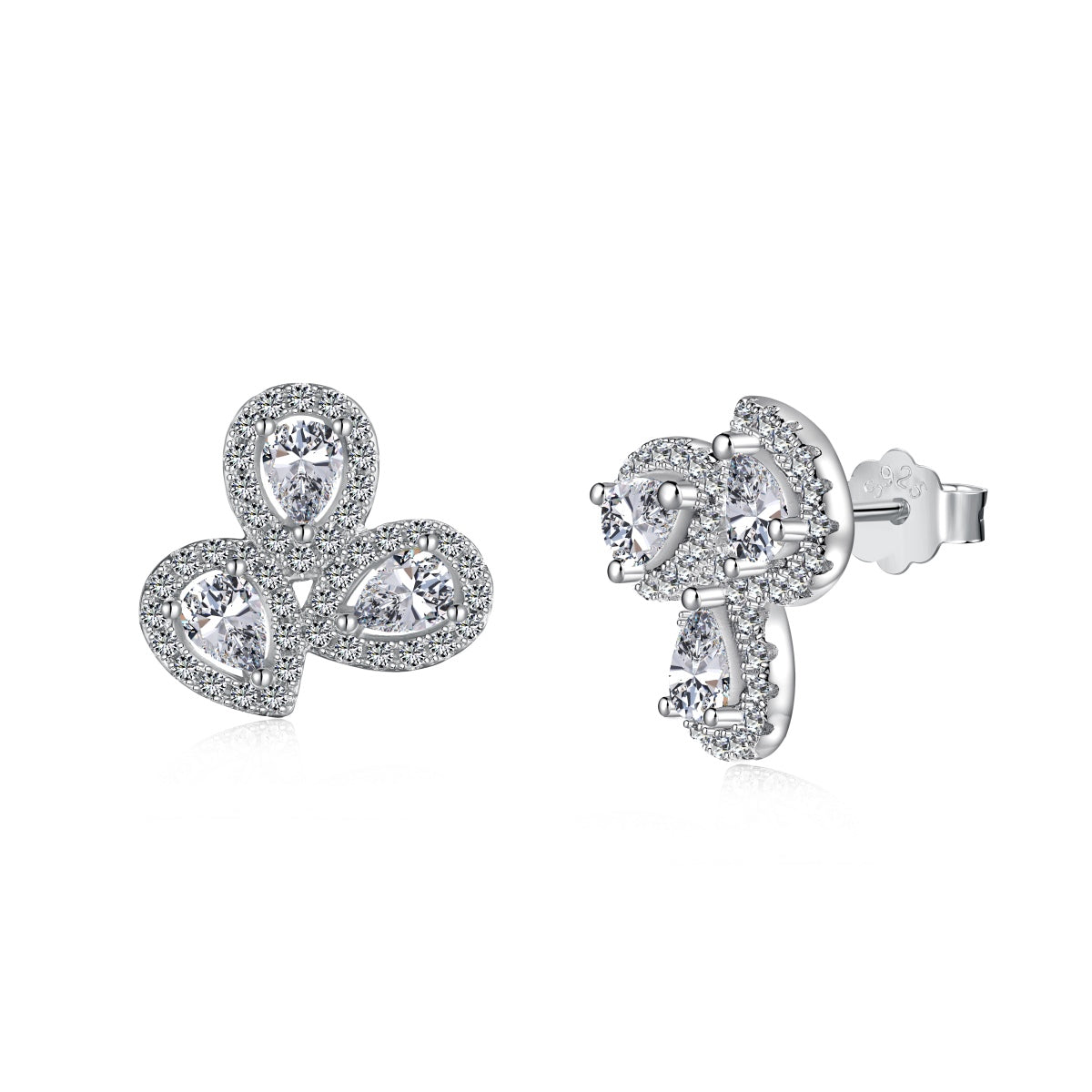 [Charm Aries Jewelry]Ornate Flower Shape Pear Cut Lover Earrings