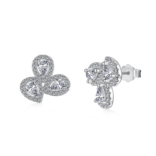 [Charm Aries Jewelry]Ornate Flower Shape Pear Cut Lover Earrings
