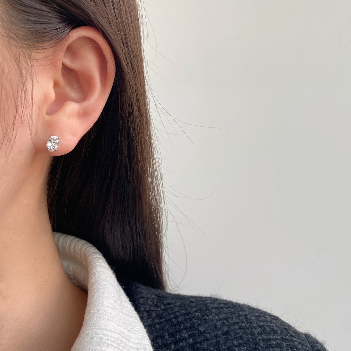 [Charm Aries Jewelry]Oval Classic Dignified Elegant Earrings