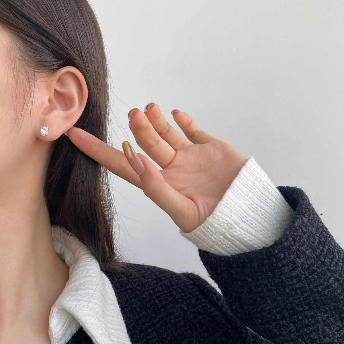 [Charm Aries Jewelry]Oval Classic Dignified Elegant Earrings