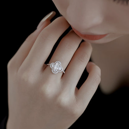 [Charm Aries Jewelry]Luxurious Eternity Flower Shape Banquet Ring