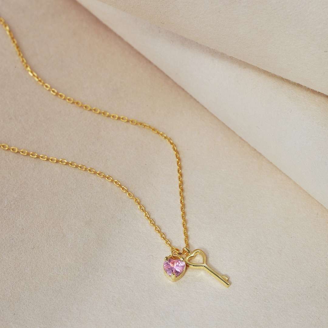 [Charm Aries Jewelry]Unique Heart Shape Key Pendent Necklace