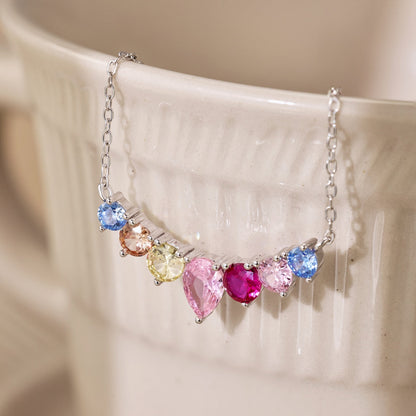 [Charm Aries Jewelry]Dainty Colorful Heart Necklace