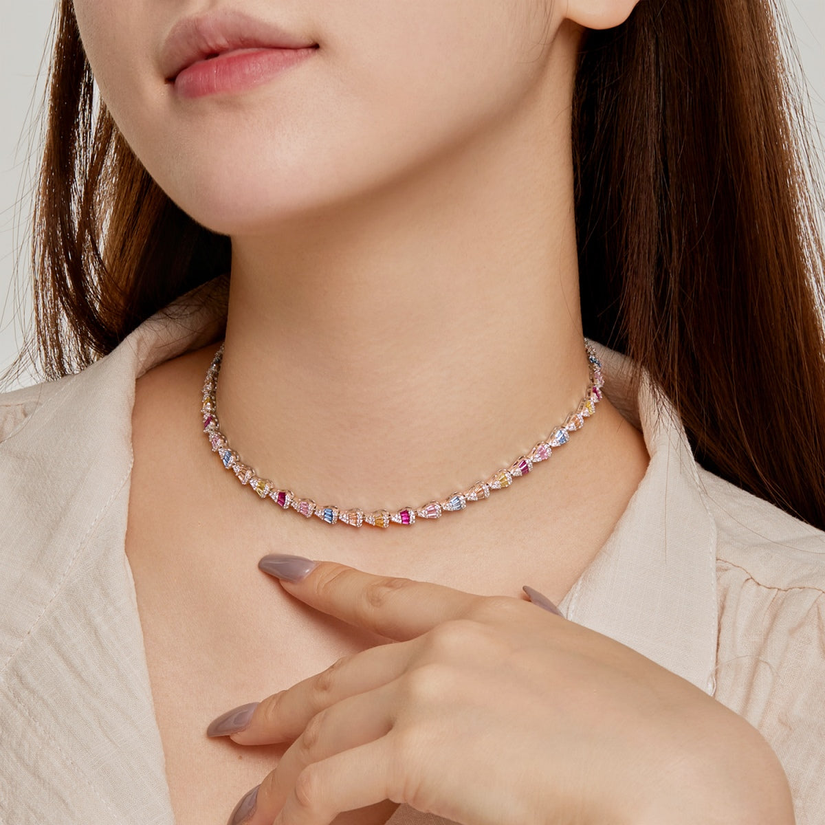 [Charm Aries Jewelry]Radiant Colorful Rainbow Necklace