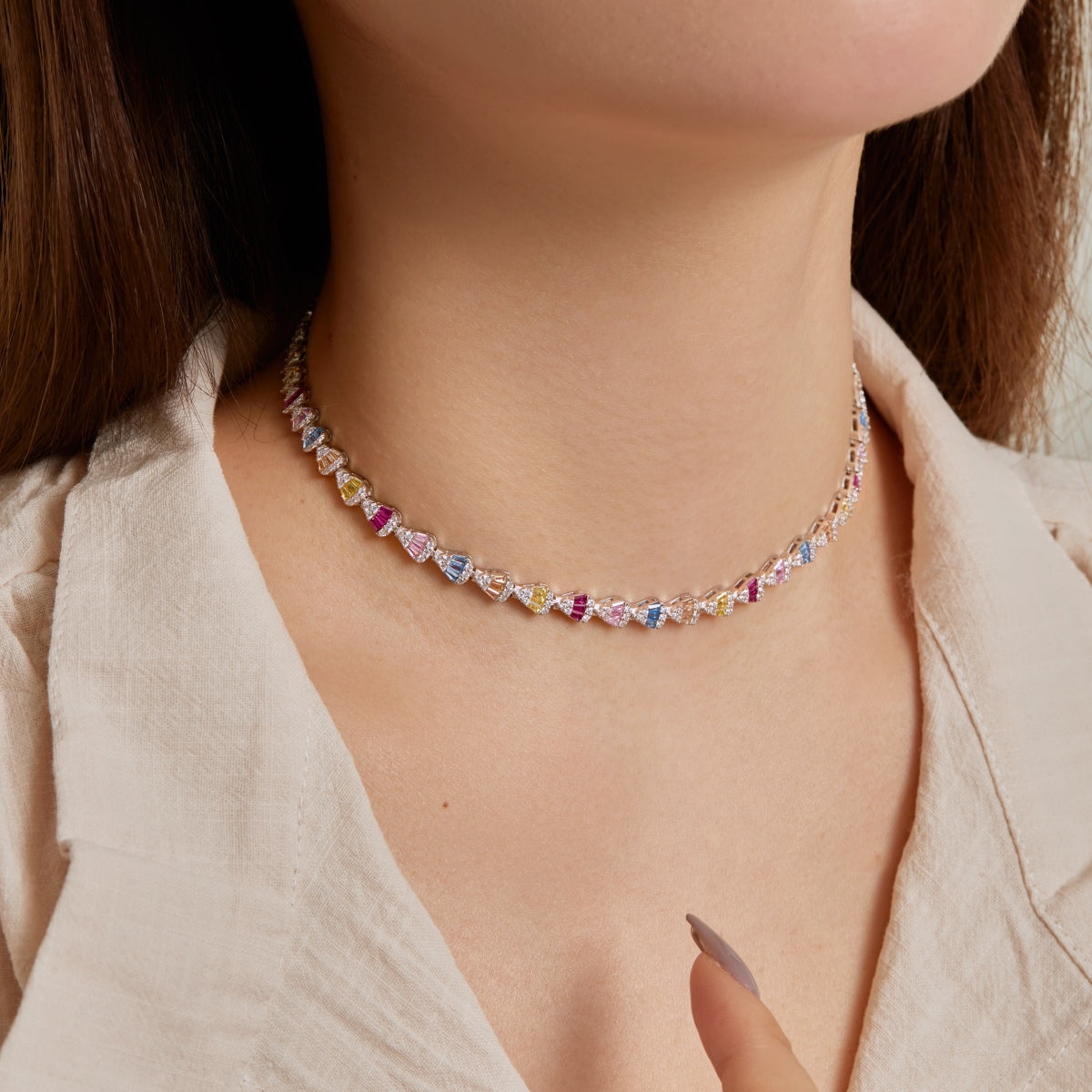 [Charm Aries Jewelry]Radiant Colorful Rainbow Necklace