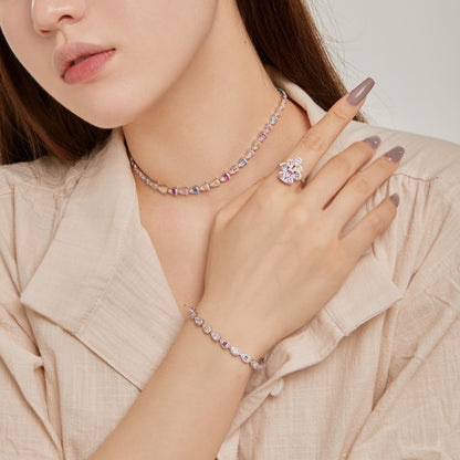 [Charm Aries Jewelry]Radiant Colorful Rainbow Necklace