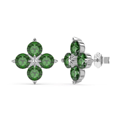 [Charm Aries Jewelry]Four-Leaf Charm Aries Eight-Pointed Star Earrings