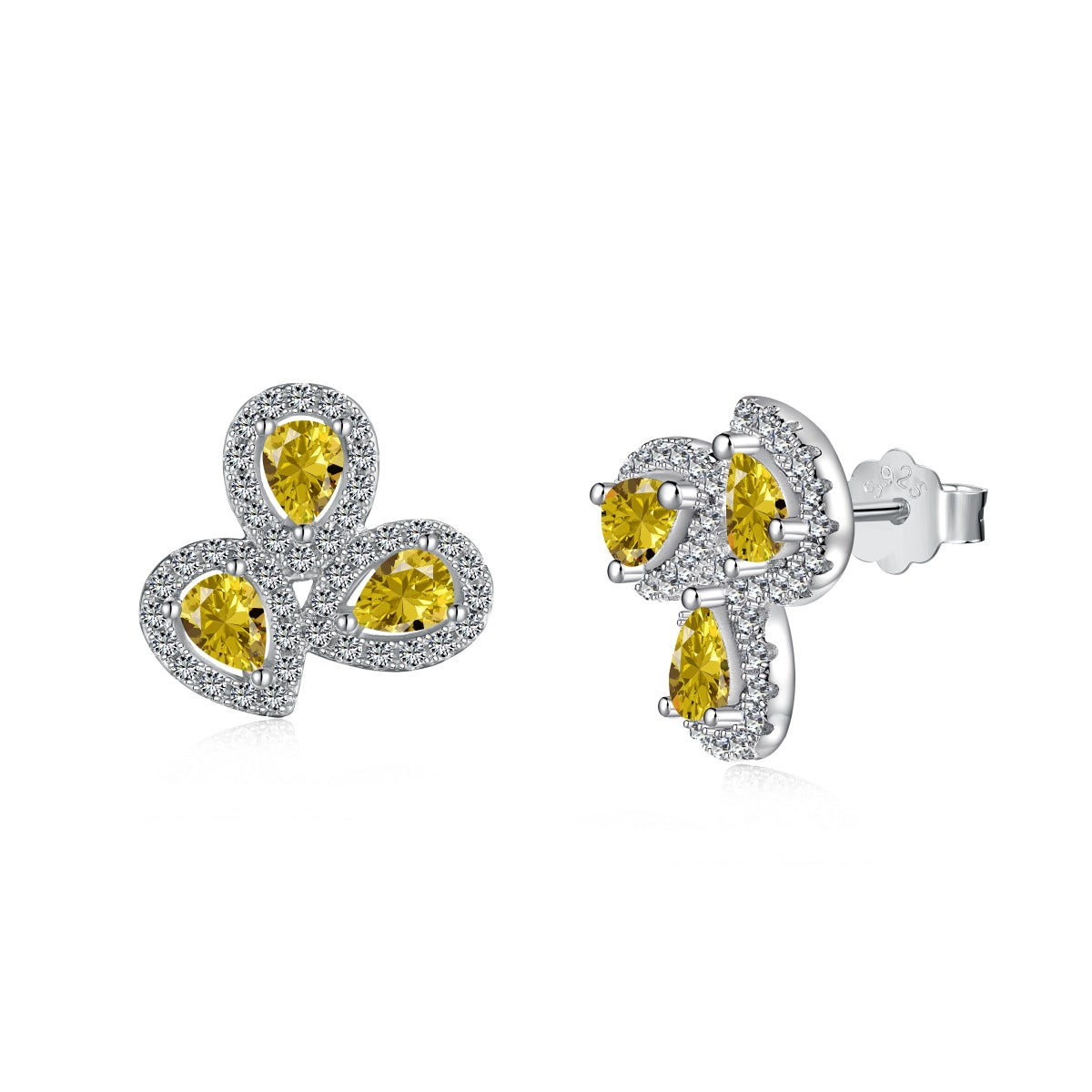 [Charm Aries Jewelry]Ornate Flower Shape Pear Cut Lover Earrings