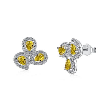 [Charm Aries Jewelry]Ornate Flower Shape Pear Cut Lover Earrings