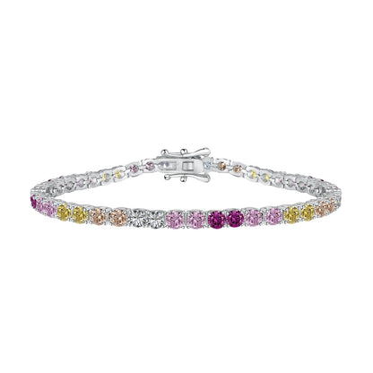 [Charm Aries Jewelry]Radiant Colorful Round Cut Tennis Bracelet