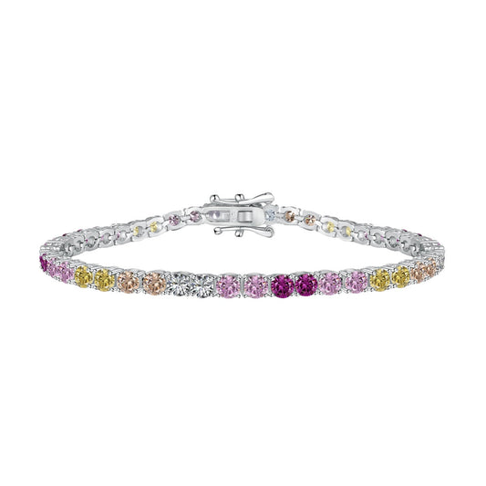 [Charm Aries Jewelry]Radiant Colorful Round Cut Tennis Bracelet