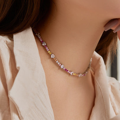 [Charm Aries Jewelry]Delicate Colorful Rainbow Tennis Chain