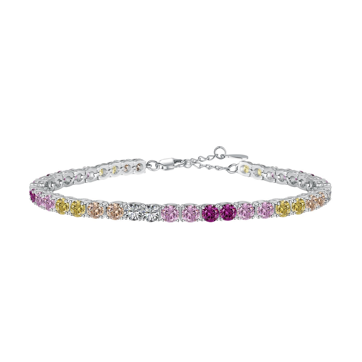 [Charm Aries Jewelry]Radiant Colorful Round Cut Tennis Bracelet