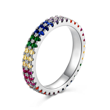 [Charm Aries Jewelry]Unique Colorful Round Cut Tennis Ring