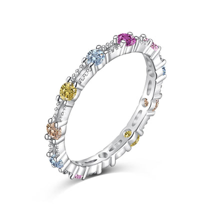 [Charm Aries Jewelry]Sparkling Colorful Round Cut Tennis Ring