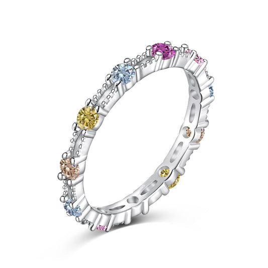 [Charm Aries Jewelry]Sparkling Colorful Round Cut Tennis Ring