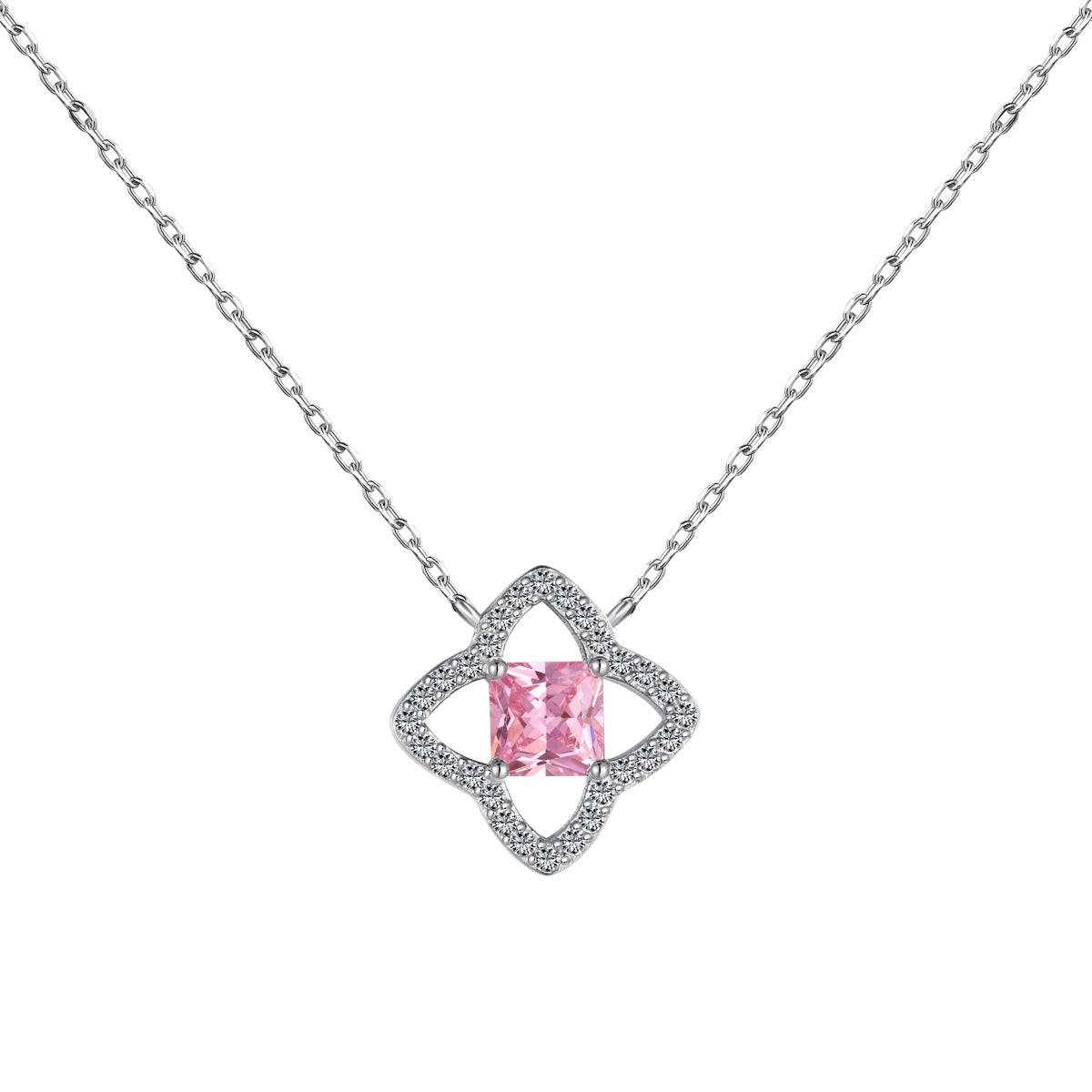 [Charm Aries Jewelry]Exquisite Flower Shape Princess Cut Necklace