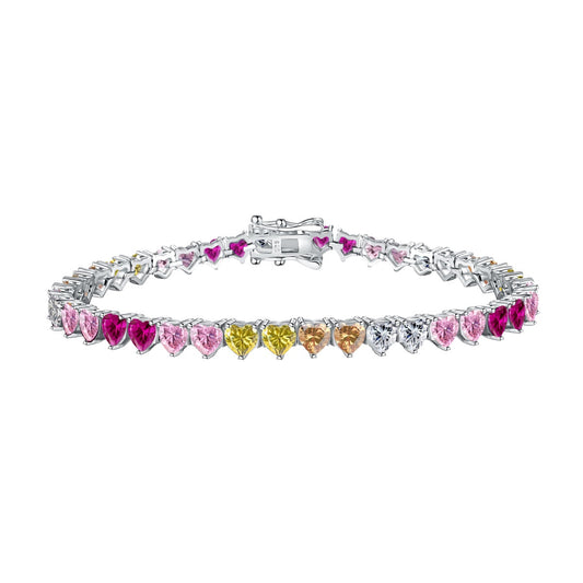[Charm Aries Jewelry]Luxurious Colorful Romantic Heart Shape Lover Bracelet