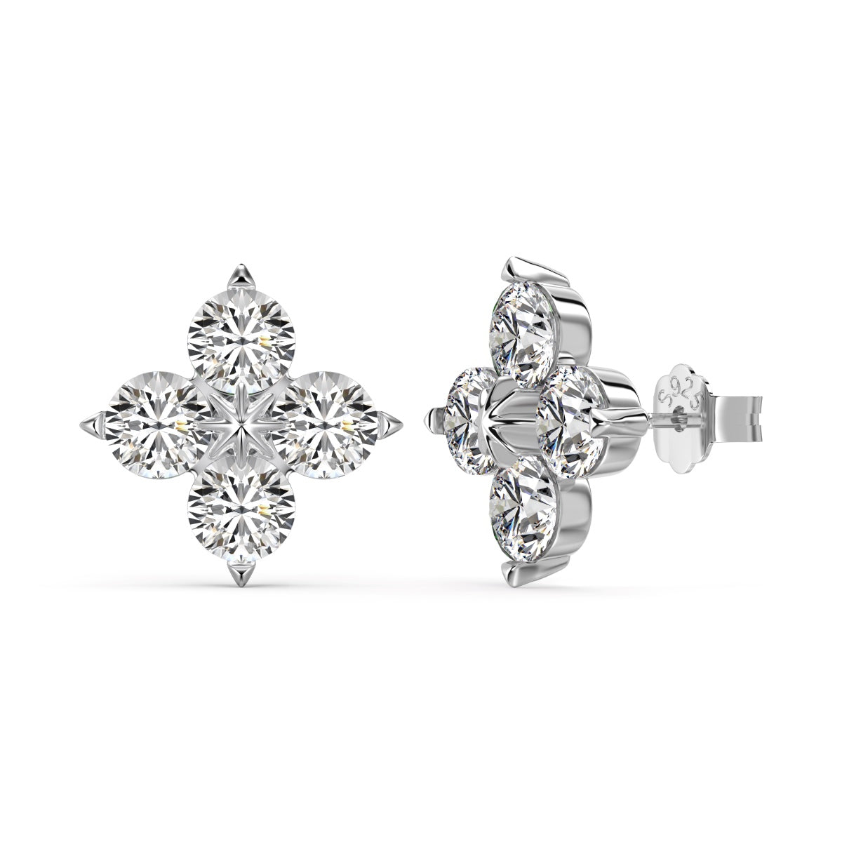 [Charm Aries Jewelry]Four-Leaf Charm Aries Eight-Pointed Star Earrings